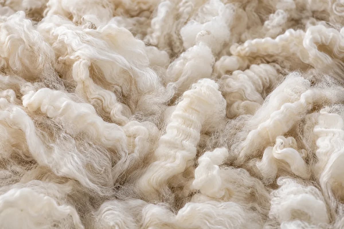 Illustrative close-up of raw wool fibres